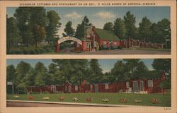 Everygreen Cottages and Restaurant Postcard
