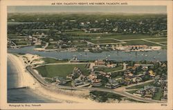 Air View of Falmouth Heights and Harbor Postcard
