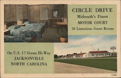 Circle Drive Motor Court Jacksonville, NC Postcard Postcard Postcard