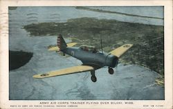 Army Air Corps Trainer Flying Over Biloxi, Miss. Postcard