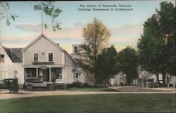 The Center of Town, Coolidge Homestead in Background Plymouth, VT Postcard Postcard Postcard