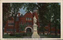 Spaulding High School and Robt. Burns Monument Postcard