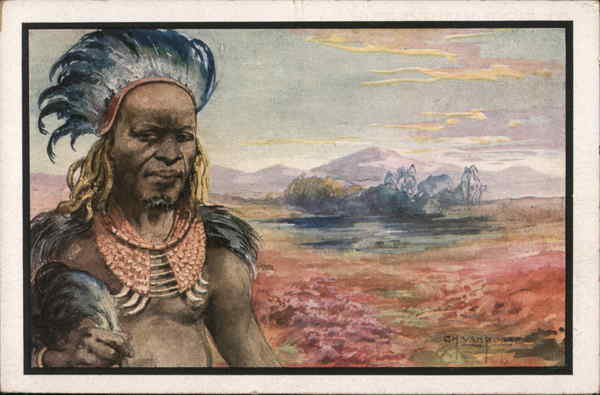African Scene Charles Van Roose Artist Signed