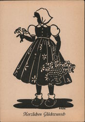 girl with a basket of flowers Postcard