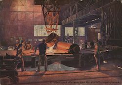 Casting and rolling of the crystal mirror glass Postcard