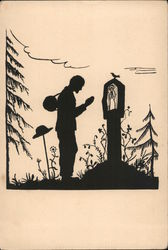 A man praying Silhouettes Postcard Postcard Postcard