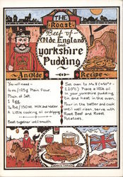 Recipe of The Roast Beef of Olde England and Yorkshire Pudding. Postcard Postcard Postcard