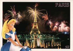 Euro Disney The Eiffel Tower Paris, France Postcard Postcard Postcard