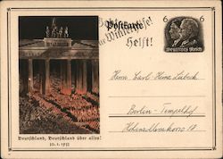 Nazi-Era 1933 Parade through Brandenburg Gate Postcard