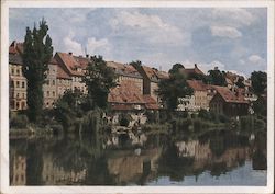 Nazi-Era Görlitz - Houses at river Neiße Postcard