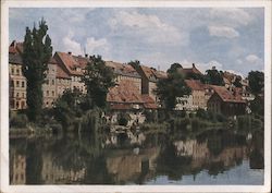 Nazi-Era Görlitz - Houses at river Neiße Germany Postcard Postcard Postcard