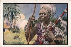 African Tribesam Artist Signed Postcard Postcard Postcard