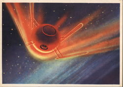 Soviet "Future Space" The Satellite Ship Returns to Earth, Andrei Sokolov Postcard