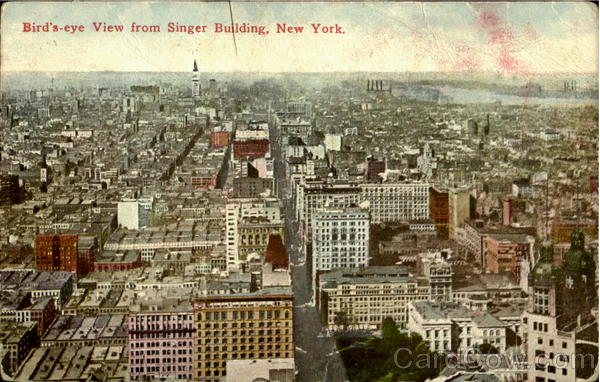 Bird's Eye View From Singer Building New York City