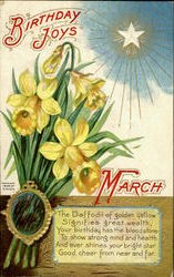 March Birthday Joys Months Postcard Postcard
