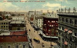 Bird's Eye View Of Houston Street San Antonio, TX Postcard Postcard