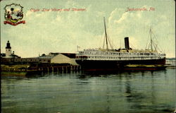 Clyde Line Wharf And Steamer Postcard