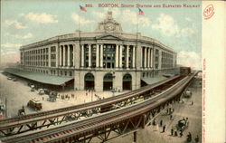 South Station And Elevated Railway Postcard