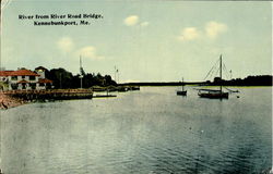 River From River Road Bridge Kennebunkport, ME Postcard Postcard