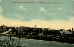 Panoramic View Showing S. U. I. Buildings Iowa City, IA Postcard Postcard
