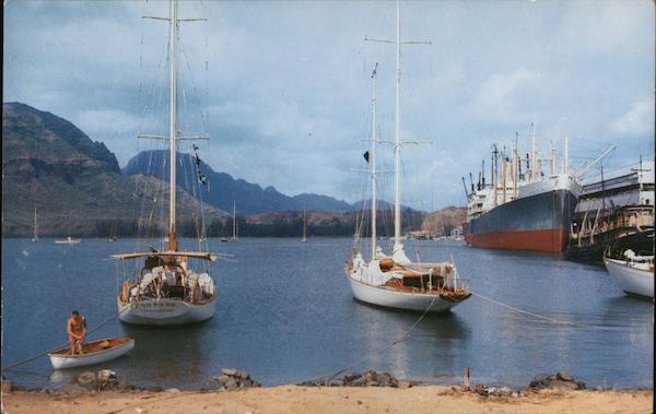 Nawiliwili Harbor, Island of Kauai - Yachts and Freighter Lihue Hawaii