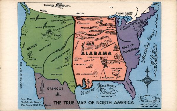 True Map of North America - Alabama