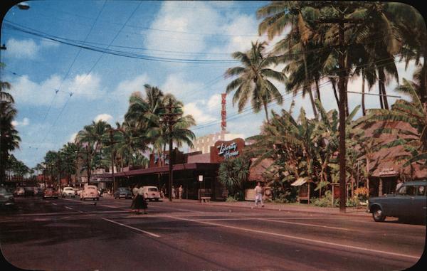 Looking Along Kalakaua Avenue Waikiki Hawaii