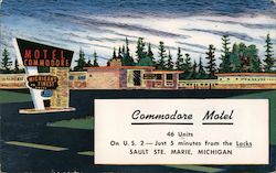 Commodore Motel Sault Ste. Marie, MI Postcard Postcard Postcard