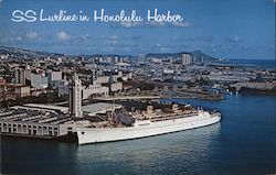 SS Lurline in Honolulu Harbor Postcard