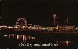 Amusement Park At Night Postcard