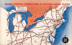 Major Turnpike Connections int he Eastern United States Maps Postcard Postcard Postcard