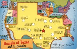 Domain of Texas and its Colonies Maps Postcard Postcard Postcard