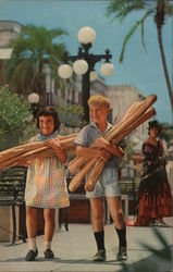 Children with Cuban Bread Ybor City, FL Postcard Postcard Postcard