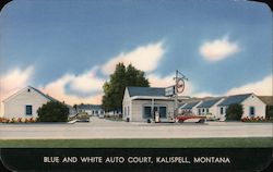 Blue and White Auto Court Postcard