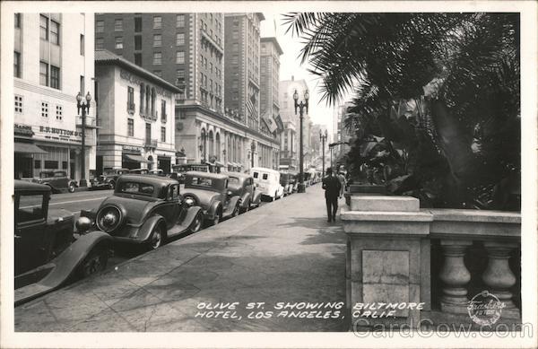 Olive Street Showing Biltmore Hotel, Los Angeles, Calif. California