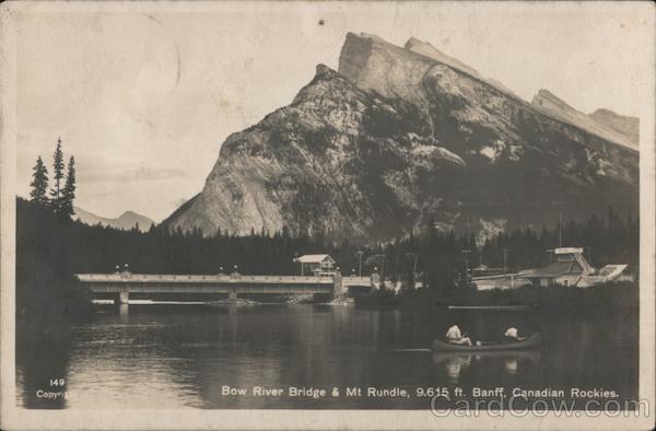 Bow River Bridge and Mt. Rundle, 9615ft Banff AB Canada