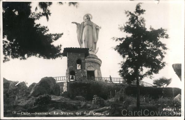 Statue of the Virgin Mary atop Cerro San Cristóbal Santiago Chile