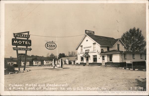 Pulaski Motel and Restaurant, Esso Gas Pumps Dublin Virginia