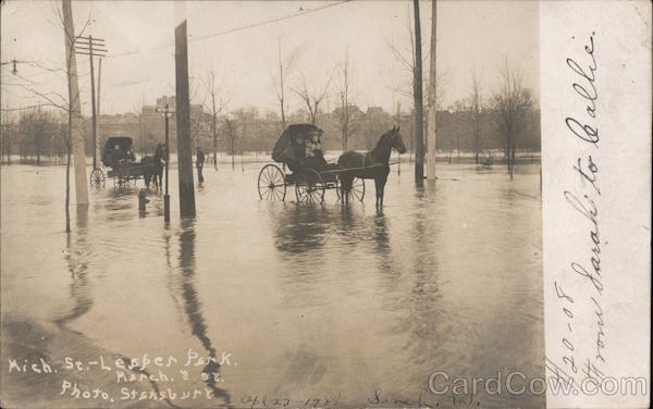 Flood, Michigan Street-Leeper Park, March 8, 1908 South Bend Indiana