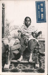 Indian Woman Working With Yarn Postcard