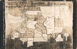 State of Washington Map - 9 1/2 Foot Wide Spruce Plank Postcard