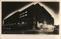 Municipal Auditorium at Night Postcard