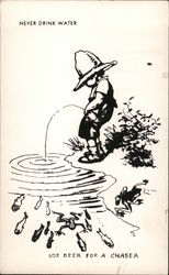Boy Peeing in Water Postcard