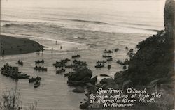 Sportsmen Chinook Salmon Fishing at High Tide at Klamath River Mouth California Postcard Postcard Postcard