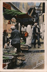 Rue Arabe Les Marchands Alger, Algeria Africa Postcard Postcard Postcard