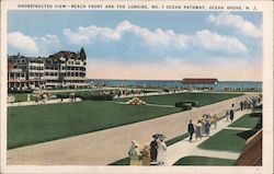 Unobstructed View - Beach Front and the Loraine, No. 1 Ocean Pathway Postcard