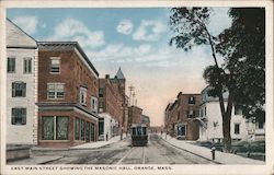 East Main Street Showing the Masonic Hall Orange, MA Postcard Postcard Postcard