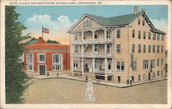 Hotel Slagle and Emmitsburg Savings Bank Maryland Postcard Postcard Postcard