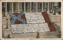 Confederate Flag Formed by 1000 School Children on Steps of State House Postcard