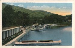 Hydroplane and the Beach Lake George, NY Postcard Postcard Postcard